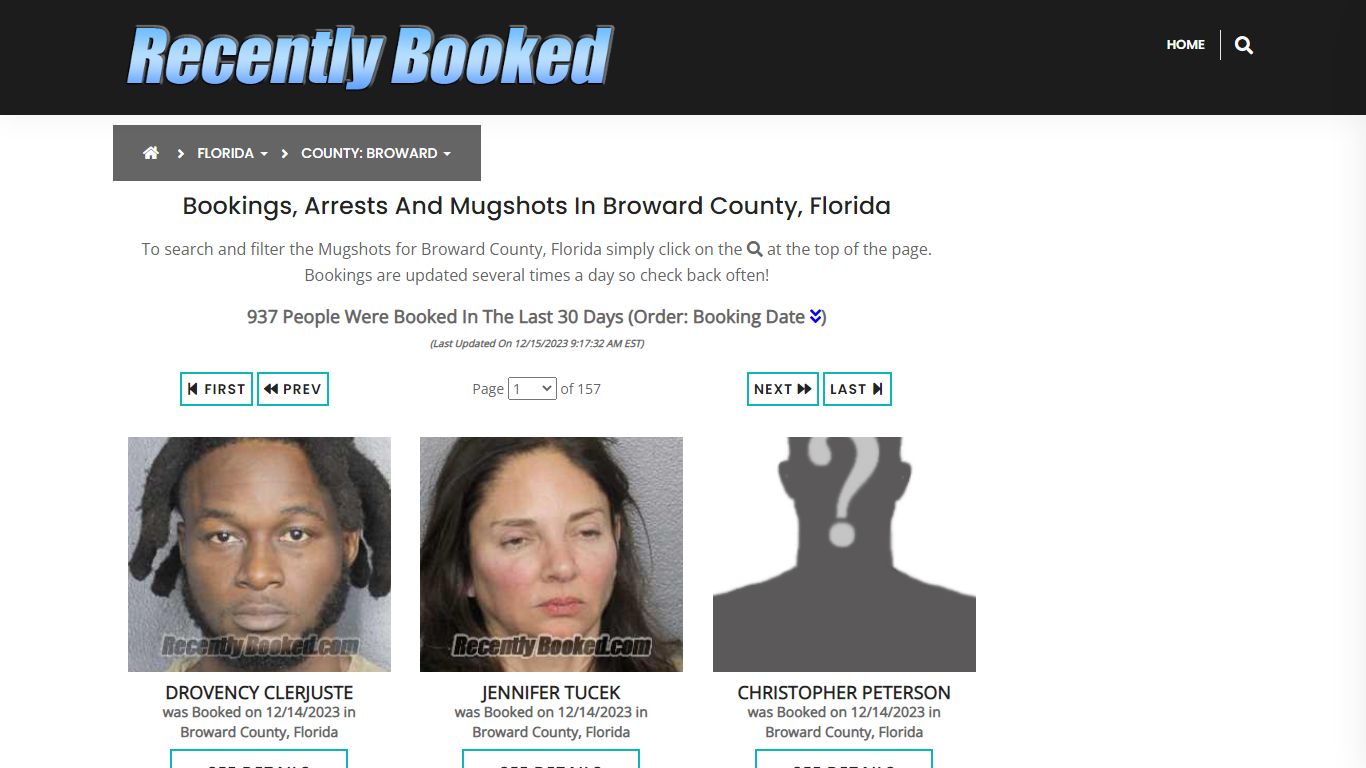 Recent bookings, Arrests, Mugshots in Broward County, Florida